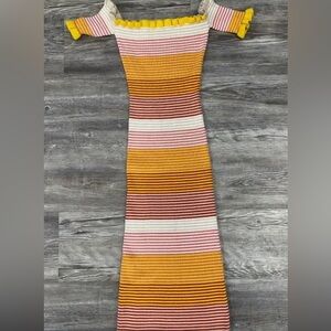 Off Shoulder Striped Dress